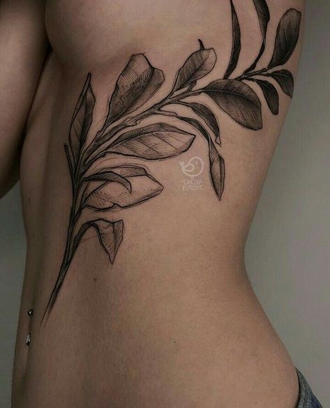 Torso Tattoos, Stomach Tattoos, Botanical Tattoo, Time Tattoos, Dream Tattoos, Black Ink Tattoos, Rib Tattoo, Dope Tattoos, Chest Tattoo