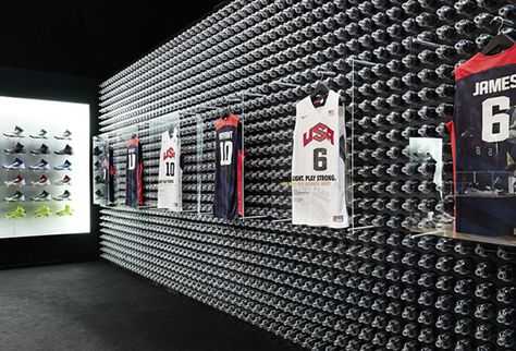 Sports Memorabilia Display, Sport Bar Design, Black Friday Flyer, Basketball Display, Jersey Display, Sports Room, Sports Wall, Sports Graphics, Showroom Design