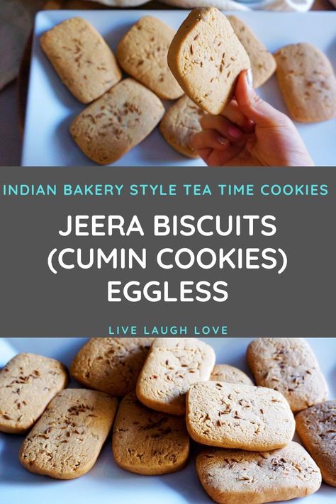 Jeera Biscuits, also known as Zeera Biscuits aka Cumin Cookies, are eggless bakery style Indian biscuits, which are very famous as Tea Time Biscuits. #eggless #indianbiscuits #jeera #cumin #cookies #bakerybiscuits #zeera #snacks #dessert | indian bakery biscuits | indian food recipes dessert sweets Zeera Biscuits, Eggless Cookies Recipes, Indian Biscuits, Dessert Indian, Indian Bakery, Indian Cookies, Cookies Eggless, Jaggery Powder, Eggless Cookie