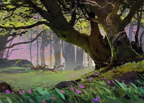 The Art Showcase on Tumblr: Art by  Davood Moghaddami Forest Layout, Backdrop Inspiration, Game Art Environment, The Art Showcase, Art Environment, Forest Drawing, Le Cri, Art Showcase, Tumblr Art