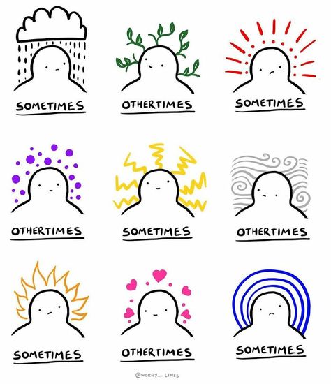 30 Minimalistic Illustrations That Tackle Mental Health By Worry Lines Worry Lines, Visual Puns, Mental And Emotional Health, Art Therapy, Bored Panda, The Words, Cool Drawings, Mantra, No Worries