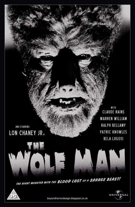 Universal Classic Monsters Movie Poster : The Wolfman 1941 Wolfman Movie, Movie Festival, The Wolf Man, Classic Monster Movies, Monster Movies, Wolf Man, Science Fiction Movies, Horror Movie Icons, Horror Artwork