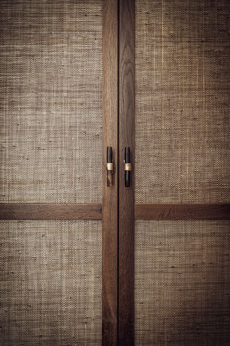 Fabric Wardrobe Doors, Cane Sliding Closet Doors, Rattan Closet Doors Sliding, Cane Sliding Wardrobe, Cane Sliding Wardrobe Doors, Cane Built In Wardrobe, Bamboo Wardrobe, Interior Mood Board, Dressing Design