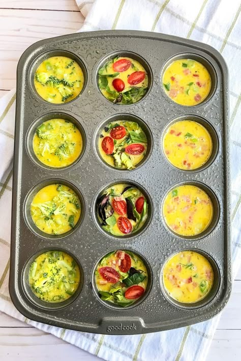 3 Ways to Meal Prep Mini Frittatas in Muffin Tins | 31Daily.com Meal Prep Frittata, Muffin Tin Frittata Recipes, Easy Egg Casserole Recipes, Mini Quiches In Muffin Tin, Egg Casserole Recipes Easy, Vegetarian Muffins, Mini Muffin Tin Recipes, Fritata Recipe, Easy Egg Casserole