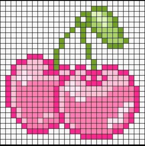 Perler Bead Cherry, Preppy Pixel Art, Bead Cherry, Preppy Birthday, Art Preppy, Perler Bead Art, Perler Bead, Perler Beads, Bead Art