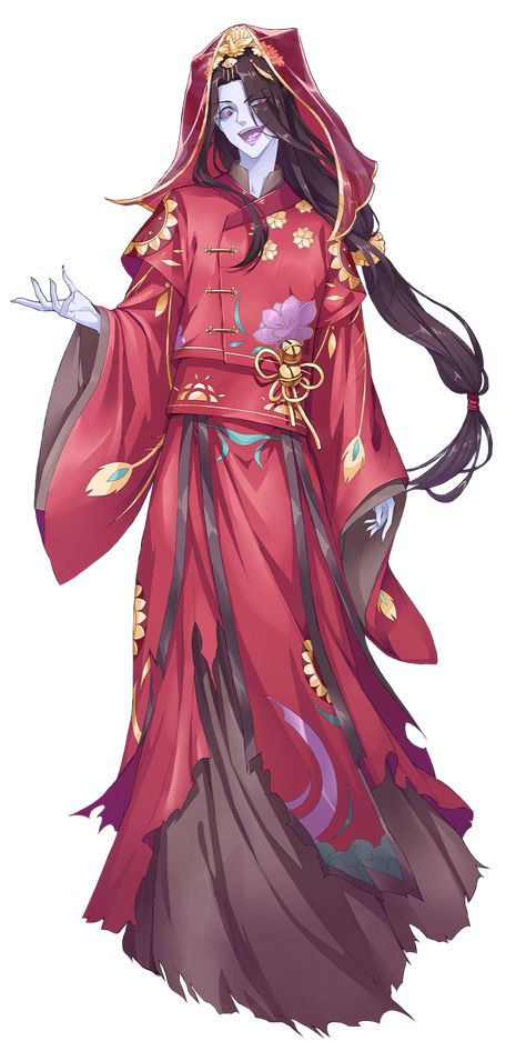 Xuan Ji Tgcf, Xuan Ji, Pei Ming, Female Ghost, Arched Eyebrows, Oval Face, Long Black Hair, Heaven's Official Blessing, Long Black