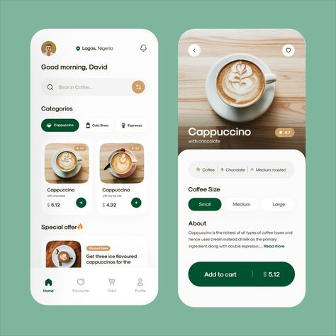 Know more about this design by Emmanuel Edokpa by following up with the pin. Follow @uibucket for more daily UI/UX inspirational posts. Share this pin with your designer friends.💫 Online Coffee Shop, App Design Layout, Ux App Design, Shop Mobile, Gfx Design, Mobile App Design Inspiration, App Interface Design, Webdesign Inspiration, Ux Design Inspiration