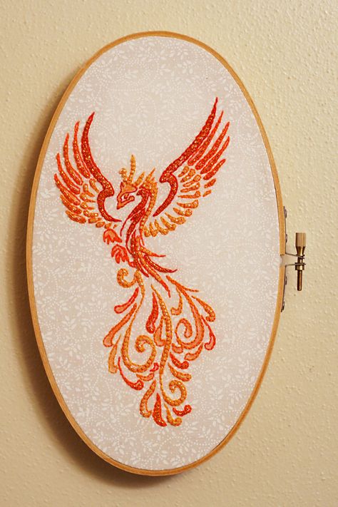 Phoenix embroidery | Flickr - Photo Sharing! Phoenix Bird Embroidery, Phoenix Embroidery Pattern, Embroidery Designs Beginner, Fire Embroidery, Phoenix Embroidery, Diy Embroidery Shirt, Tailor Design, Dragon Embroidery, Embroidery Stitches Beginner