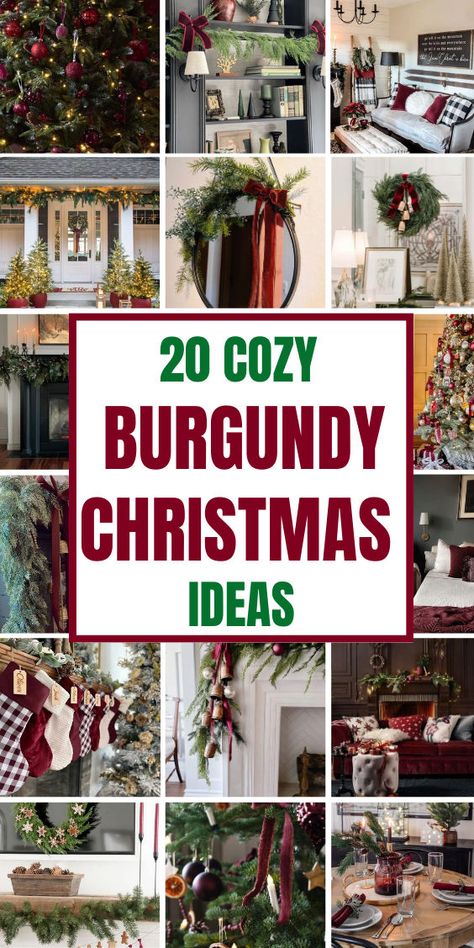 Create a warm, festive atmosphere with Burgundy Christmas Decor Ideas! 🎄✨ Incorporate deep red accents in your tree ornaments, garlands, and wreaths for a rich, cozy vibe. Pair with gold or green for a stunning and timeless holiday look! 🌟 #BurgundyChristmas #HolidayDecor #FestiveVibes Maroon Christmas Decorations, Burgundy Fall Decor, Burgundy Christmas Tree, Burgundy Christmas Decor, Burgundy Decor, Christmas Burgundy, Burgundy Christmas, Red Christmas Decor, Color Pairs