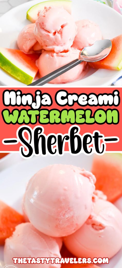 Check out our recipe on how to make Watermelon Sherbet using the Ninja Creami! Watermelon Sorbet Recipes, Ninja Ice Cream Recipe, Sherbet Ice Cream, Sherbet Recipes, Watermelon Sorbet, Watermelon Ice Cream, Homemade Soups, Healthy Ice Cream Recipes, Pudding Ice Cream