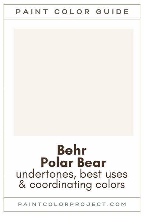 Looking for the perfect bright white paint color for your home? Let’s talk about Behr Polar Bear and if it might be right for your home! Behr Paint Color Polar Bear, Behr Polar Bear White Bathroom, Behr Polar Bear Paint, Behr House Color Schemes Interior, Behr Snow Day, Polar Bear Paint Color, Behr Coco Malt Paint Color, Behr Polar Bear White Cabinets, Behr Cool White Paint Colors