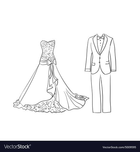 Wedding Suit Drawing, Wedding Dress And Suit, Quick Drawings, Doodle Wedding, Suit Drawing, Wedding Dress Illustrations, Groom Wedding Dress, Simple Sketch, Man Sketch