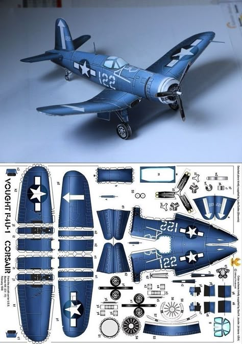 Corsair F4u, Car Papercraft, Paper Model Car, Paper Airplane Models, Airplane Crafts, Paper Aircraft, Free Paper Models, Cardboard Model, Aluminum Can Crafts