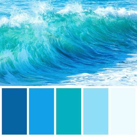 Ocean Blue Color Palette Ideas Ocean Color Palette, Küchen In U Form, Painting Waves, Beach Color Palettes, Quilt Colors, Colorful Bedroom Decor, Birth Colors, Sea Blue Color, Kinetic Typography