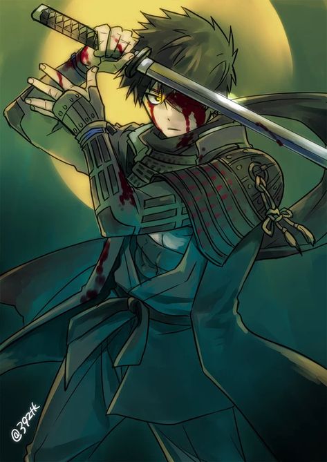 Poses Swordman, Samurai Manga Art, Deepwoken Art, Samurai Anime Art, Samurai Oc Male, Ronin Character Design, Shinobi Art, Samurai Oc, Anime Swordsman