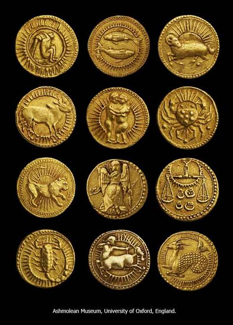 Gold coin Mughal Moghul Jahangir king emperor empire zodiac zodiacal sign mohur Coin Aesthetic, Ancient Zodiac, Medieval Coins, Rare Gold Coins, Egyptian Wall Art, Coin Buyers, Coin Logo, Artsy Jewelry, Mughal Empire