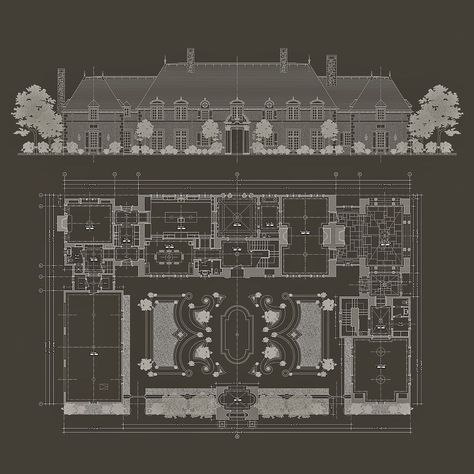 DUNCAN MCROBERTS ASSOCIATES NEW TRADITIONAL ARCHITECTURE & DESIGN COURTYARD HOUSE Classic House Plans, French Country Houses, Mansion Plans, Classic Mansion, Luxury Floor Plans, Hotel Floor Plan, Architecture Mapping, Hotel Floor, Modern Floor Plans