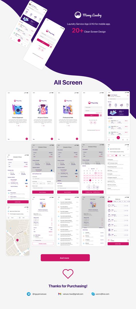 Laundry App Ui Design, App Template Design, Laundry App, Ux Kits, Android App Design, Cleaning Screens, Laundry Solutions, Laundry Design, Kit Design