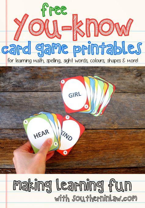 Sight Word Card Games, Educational Card Games, Language Arts Games Elementary, Words Games For Kids, Printable Word Games, English Games For Kids, Games Kindergarten, Math Shapes, Word Games For Kids