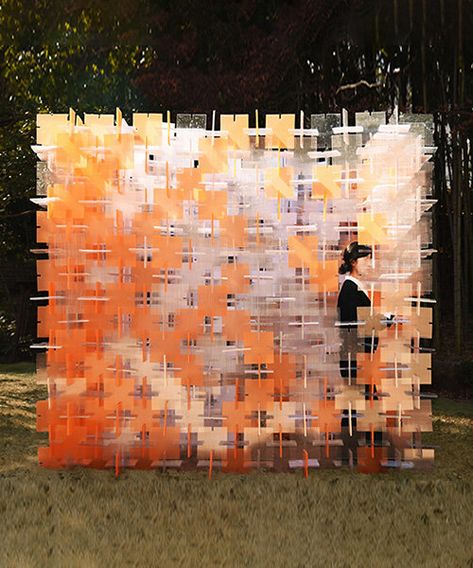 over 3,500 recyclable polycarbonate panels assemble paired cubes pavilion in korea Polycarbonate Pavilion, Temporary Pavilion, Spanish Farmhouse, Floating Architecture, Outdoor Installation, Polycarbonate Panels, Bamboo Garden, Busan South Korea, Design Jobs