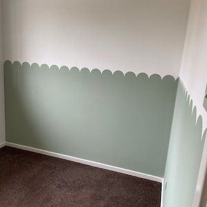 Wave Nursery, Sea Nursery Theme, Scallop Wall, Border Stencil, Stencil Paint, Wave Wall, Stencil Painting On Walls, Wall Borders, Baby Room Inspiration