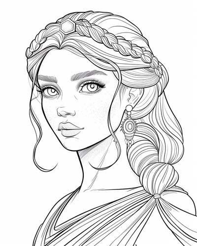 Athena Simple Drawing, Greek Outline Drawing, Greek Goddesses Art, Persephone Drawing Greek Mythology, Goddess Sketch Drawing, Medusa Coloring Page, Aphrodite Drawing Sketch, Persephone Art Drawing, Oc Coloring Pages