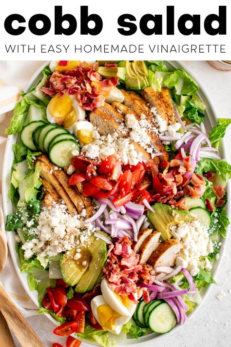 Cobb Salad Recipe Dressing, Cucumber Cobb Salad, Steak Cobb Salad, Salad Benefits, Cob Salad, Cobb Salad Dressing, Salad Board, Cobb Salad Recipe, Meat Eater