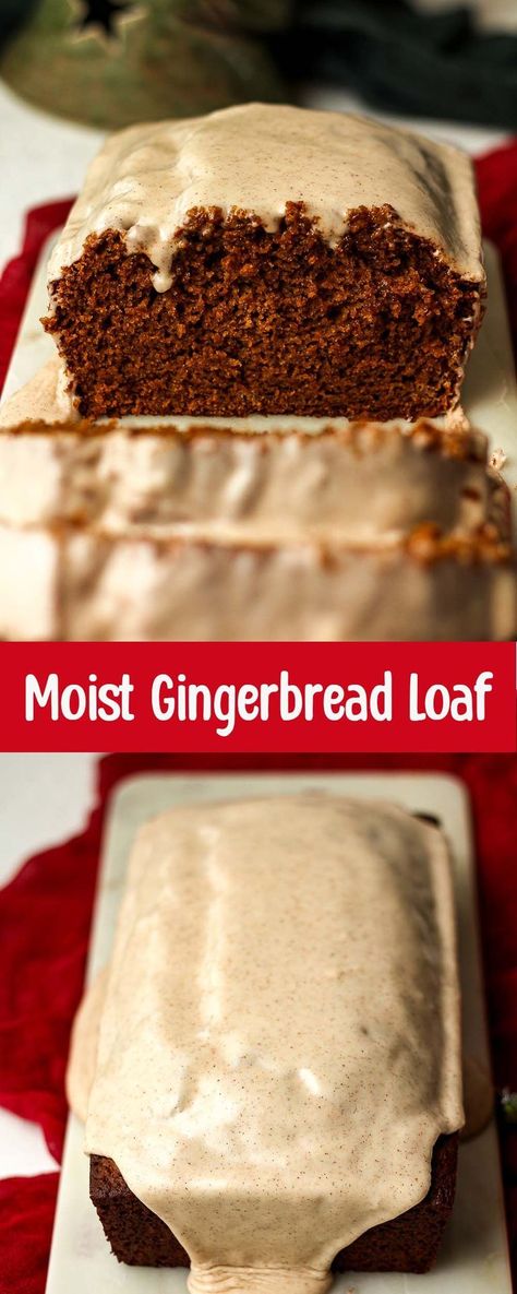 Gingerbread Loaf is a slightly sweet, tender bread with a deep molasses flavor and plenty of spices. This moist, easy-to-make quick bread is perfect for Christmas gatherings or as a special homemade gift for family and friends! Ginger Bread Loaf, Gingerbread Loaf Recipe, Moist Gingerbread, Molasses Bread, Gingerbread Loaf, Spice Bread, Loaf Recipes, Crumb Cake, Loaf Cake