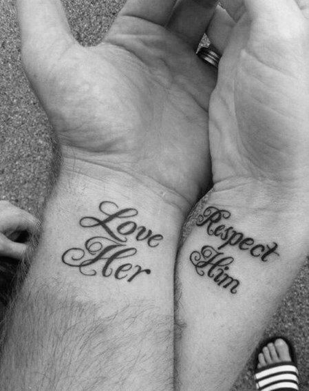 Top 100 Best Matching Couple Tattoos - Connected Design Ideas Soulmate Tattoo Ideas Couple Tat, Couple Tattoo Heart, Couple Tattoo Quotes, Harry Styles Imagine, Couple Wrist Tattoos, Matching Tattoo Ideas, Couple Tat, Herren Hand Tattoos, Him And Her Tattoos