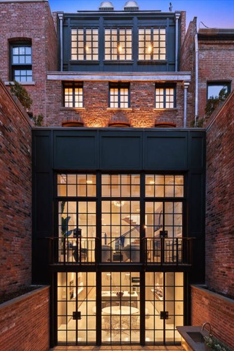 West Village Townhouse | SPG Architects | Archinect Brownstone Entrance, Brick Rowhouse Exterior, Glass Door Exterior, Brooklyn Townhouse Exterior, Brick Apartment Building, Modern Brick Apartment Building, West Village Nyc Brownstone, West Village Townhouse, Nyc Townhouse