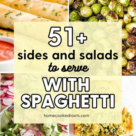 What to Serve with Spaghetti (51 Sides and Salads!) What Side Goes With Spaghetti, What To Serve With Spaghetti Squash, Side Dish For Spaghetti, What To Serve With Spaghetti Dinners, Side Dishes With Spaghetti, Spaghetti Sides Dishes Ideas, Spaghetti Side Dishes, Side Dishes For Spaghetti Dinner, Sides For Spaghetti