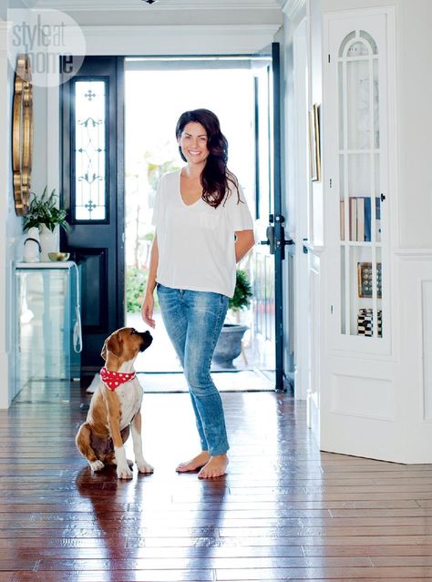 Canadian television personality Jillian Harris shares her experience of renovating her dream home in Kelowna, B.C., and falling in love with it all over again. Jillian Harris Home, Bar Stool Slipcovers, Love It Or List It, Eclectic Chic, Leopard Pillows, Brick Interior, Jillian Harris, Romantic Dream, Blue Palette