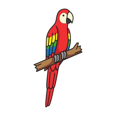 Cute and simple parrot vector illustrati... | Premium Vector #Freepik #vector #parrot #macaw #arara #parrots Macaw Parrot Drawing, Macaw Illustration, Parrot Vector, Parrot Clipart, Clay Fridge, Parrot Illustration, Parrot Drawing, Teenage Boy Room, Macaw Parrot