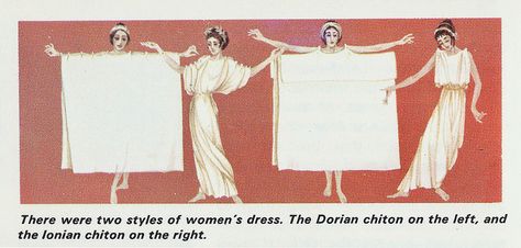 Chiton - the best clear illustration for enrobing Chiton Pattern, Chiton Greek, Diy Toga, Greek Chiton, Greek Toga, Ancient Greek Clothing, Roman Toga, Toga Costume, Nativity Costumes