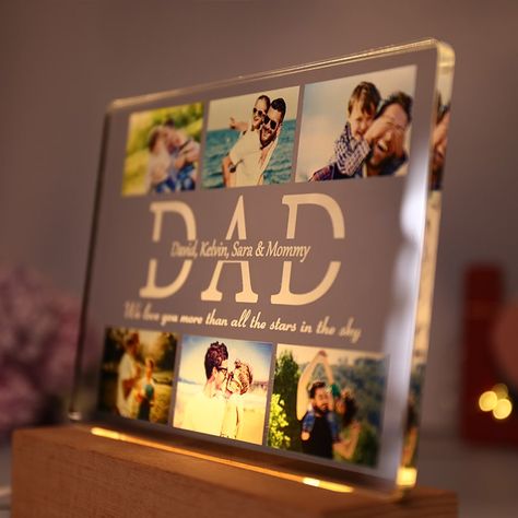 Custom DAD Acrylic Photo Light Uv Printing Ideas, Resin Photo Frame, Resin Art Photo Frame, Acrylic Photo Frame Ideas, Acrylic Photo Frame, Ring Box Wedding Diy, Father’s Day Picture Frame Ideas, Resin Art Photo Frame With Light, Resin Art Photo Frame Birthday Gift