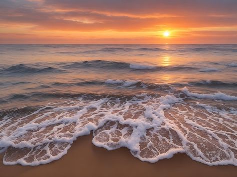 Tramonto con l'oceano immagine reale imm... | Premium Photo #Freepik #photo #paesaggio-marino #paesaggi-marini #spiaggia-mare #spiaggia-tramonto Candy Girl, Premium Photo, Soft Pastel