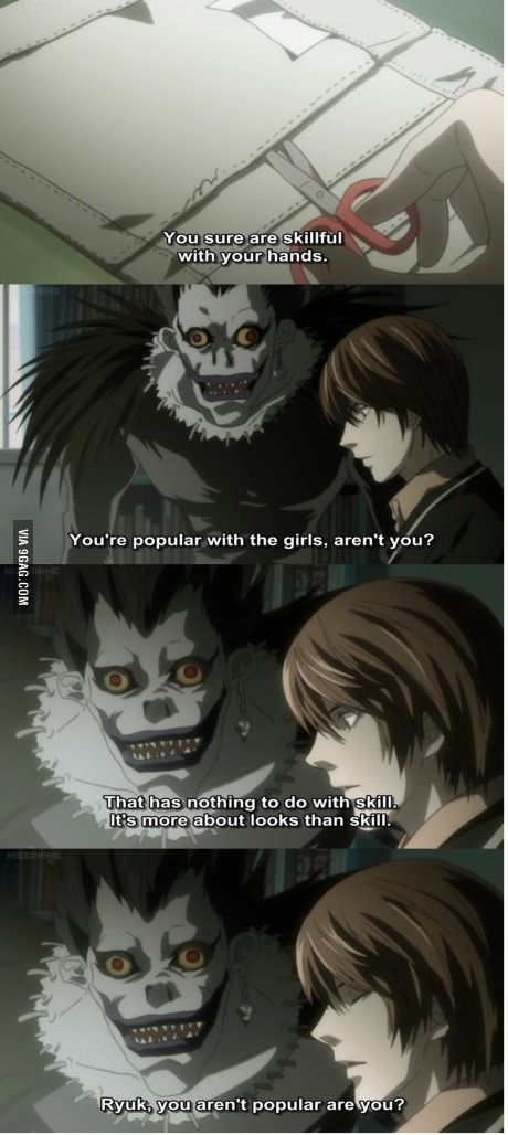 Light X Ryuk, Anime Show, Anime Jokes, Anime Memes Funny, Anime Meme, Anime Quotes, All Anime, An Anime, Anime Shows