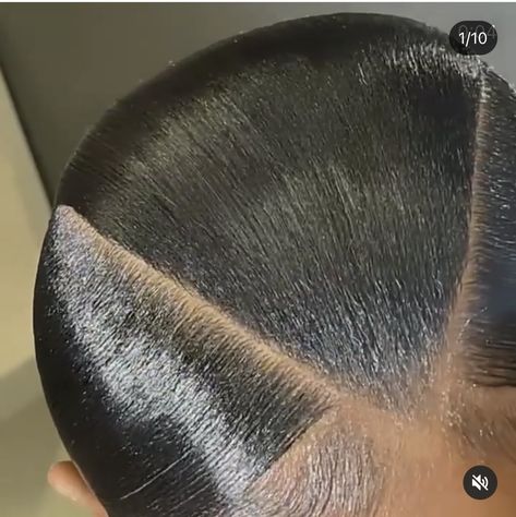 Pony Style Hair Ponytail Ideas, Slick Back Ponytail Parts, Sleek Ponytail Weave Black Women, 3 Section Slick Back Ponytail, Triangle Part Slick Back Ponytail, Slick Parted Ponytail, V Slick Back Ponytail, Slick Back Hair Black Women, Slick Braided Ponytail For Black Women