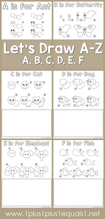 Drawing Tutorial Printables ~ Draw an Ant, Butterfly, Cat, Dog, Elephant and Fish! Directed Drawing Kindergarten, Directed Drawing, Drawing Tutorials For Kids, How To Draw Animals, Draw Animals, Homeschool Art, Tot School, Kindergarten Art, Guided Drawing