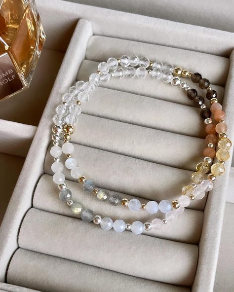 New Chakra Bracelet ✨🧘‍♀️✨ Filled with Smoky Quartz, Sunstone, Citrine, Rose Quartz, Chalcedony, Labradorite, Moonstone and Clear Quartz to increase those vibes 🫶 Available in 925 Sterling Silver and Gold Fill ✨ Shop ‘New In’ - Link in bio . . . . . . . . . . . . . . . . . . . . . . . . #chakrabracelet #stretchbracelets #crystalvibes #increaseyourenergy #innerhealing Wrist Stack, Crystal Vibes, Wrist Stacks, Inner Healing, Chakra Bracelet, Silver And Gold, Smoky Quartz, Clear Quartz, Stretch Bracelets