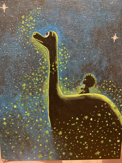 Acrylic painting, disney Disney Abstract Art, Easy Dinosaur Painting, Dinosaur Painting, Good Dinosaur, Boards Ideas, Birthday Painting, The Good Dinosaur, Baby Dinosaurs, Spring Painting