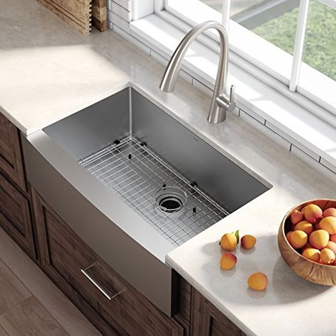 13 Best Farmhouse Sinks of 2019 Reviewed Stainless Farmhouse Sink, Stainless Steel Farmhouse Sink, Best Kitchen Sinks, Farmhouse Kitchen Sink, Farmhouse Apron, Apron Sink Kitchen, Apron Sink, Farmhouse Aprons, Steel Kitchen Sink