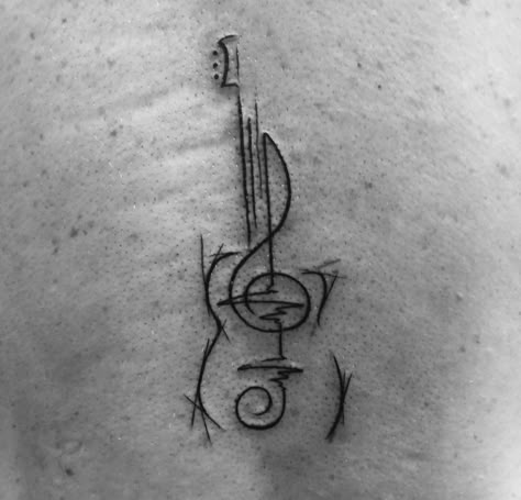 G Music Note Tattoo, Guitar Heartbeat Tattoo, Abstract Guitar Tattoo, Music Heartbeat Tattoo, Small Guitar Tattoo, Nashville Tattoo Ideas, Tattoo Ideas Music, Guitar Tattoo Ideas, Music Guitar Tattoo