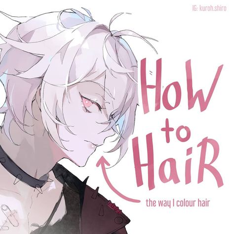 Colour Hair Tutorial, How Shade Hair Draw, How To Paint Anime Hair, How I Color Hair Digital, How To Shade Hair Digital Ibis Paint, White Hair Tutorial Digital, How To Color Hair Digital Art, How To Color White Hair Digital Art, How To Shade Anime Hair