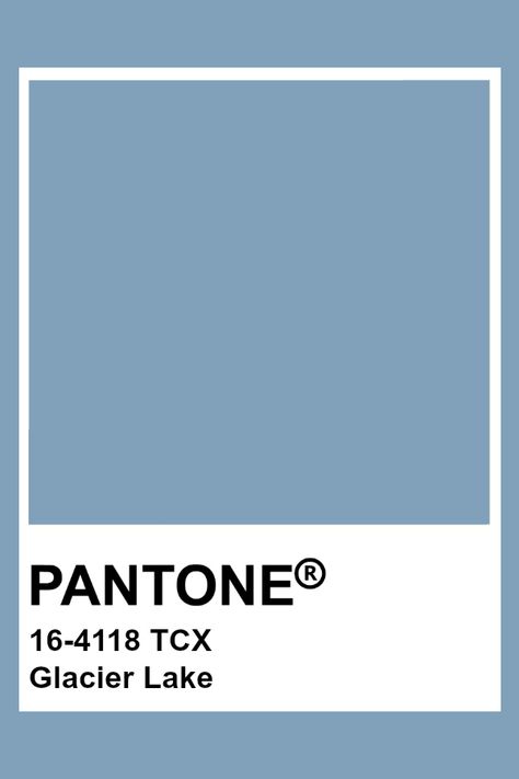 PANTONE 16-4118 TCX Glacier Lake French Blue Pantone, Dusty Blue Pantone, Pantone Blue Shades, Pantone Tcx, Pantone Colours, Pantone Color Chart, Pantone Swatches, Glacier Lake, Pantone Palette