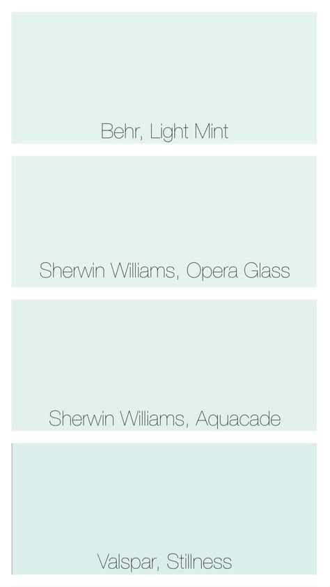 Light Green Paint Swatches, Light Teal Blue Paint Colors, Light Aqua Paint Color Living Room, Pastel Teal Paint Color, Palest Green Paint Colors, Light Seafoam Walls Paint Colors, Seafoam Blue Paint, Light Mint Paint Color, Pale Aqua Paint Colors