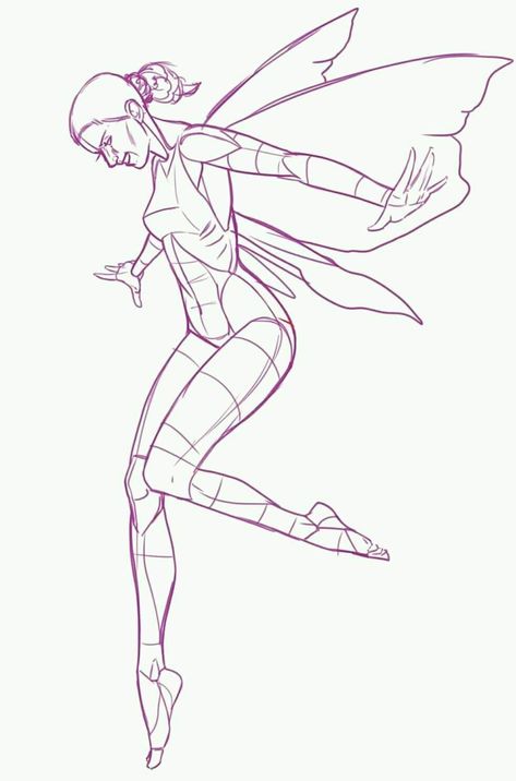 Fairy Pose Reference Drawing, Fairy Reference Pose, Drawing Poses Ideas, Simple Anatomy, Human Drawing Reference, Fairy Drawing, Butterfly Inspiration, Female Base, Fairy Drawings