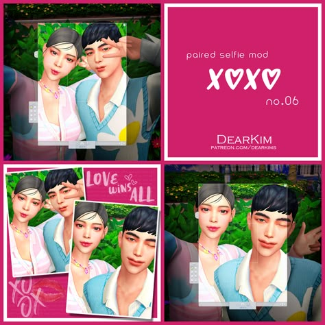 [PairedSelfie] X♡X♡ #06 | Patreon Sims 4 Overrides, The Sims 4 Cc Patreon, Movie Map, Sims 4 Cas Background, Couple Selfies, Sims 4 Cas, Sims 4 Build, Sims 4 Game, Sims 4 Houses