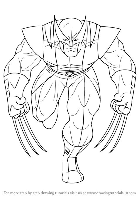 Wolverine is a male fictional character. He is a super hero & appeared in X-Men Super Hero team. Super Hero Sketches Easy, Wolverine Drawing Easy, How To Draw Super Heroes, How To Draw Wolverine, Wolverine Drawing, Avengers Shoes, Disney Drawing Tutorial, Minion Coloring Pages, Super Coloring Pages