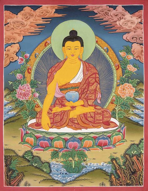 Shakyamuni Buddha Gautam Buddha, Shakyamuni Buddha, Traditional Paint, Religious Painting, Paint Wall, Thangka Painting, Spiritual Teachers, A God, Tibetan Buddhist